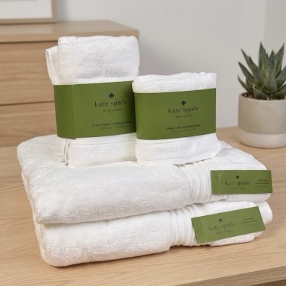Kate Spade 8-Piece Towel Set White 100% Cotton Thick And Plush NWT